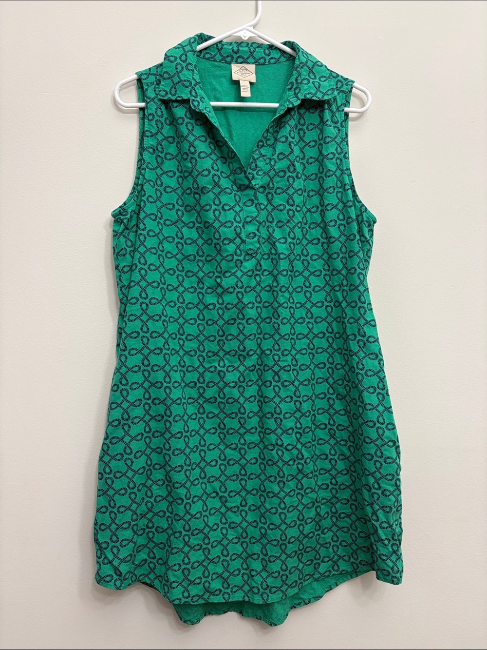 St. John’s Bay Green Sleeveless Collared Shift Dress